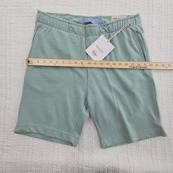 Free Planet Knit Shorts Men's L Avocado Green Drawstring Elastic Sustainability - Picture 4 of 12